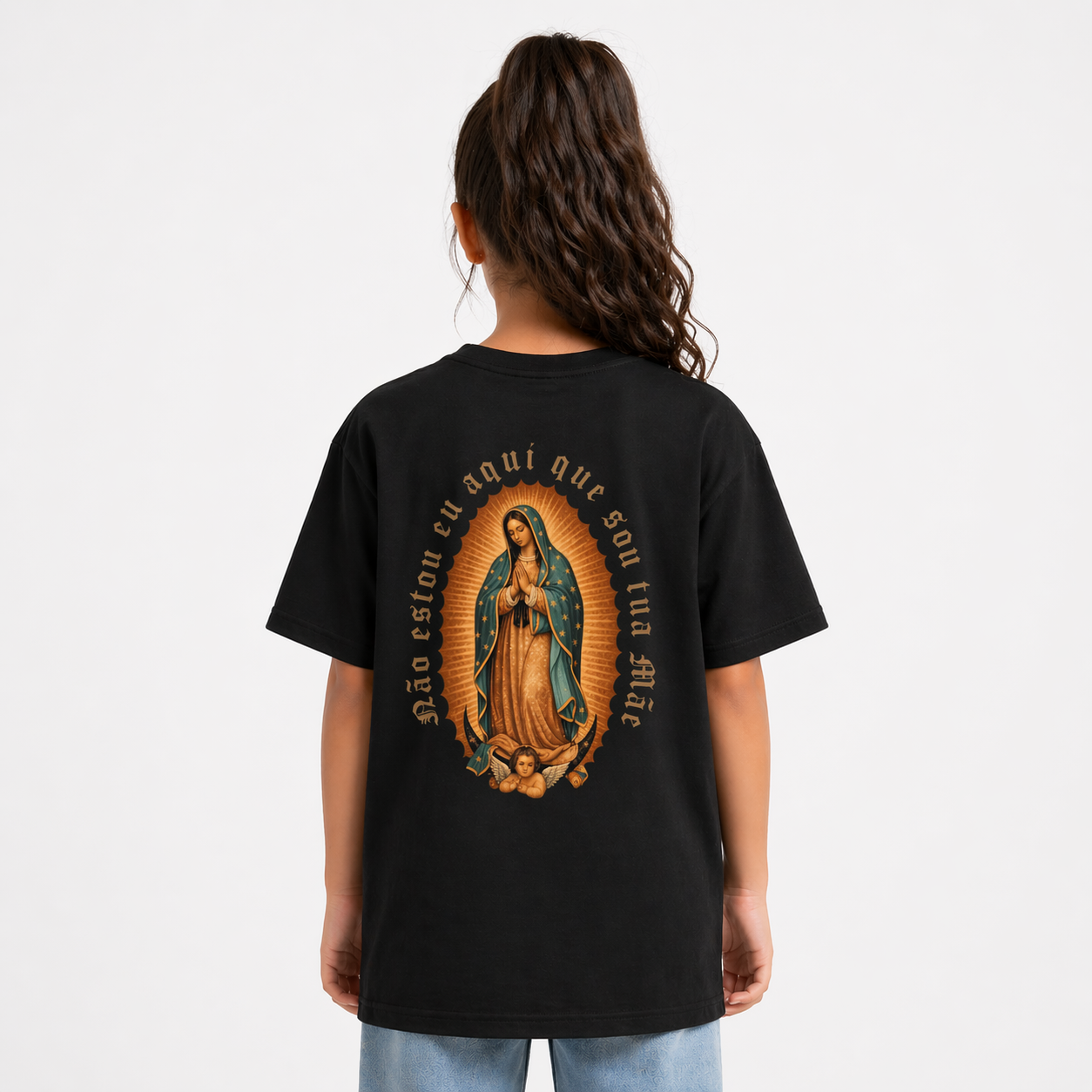 Camiseta Oversized Infantil " Nossa Senhora de Guadalupe "