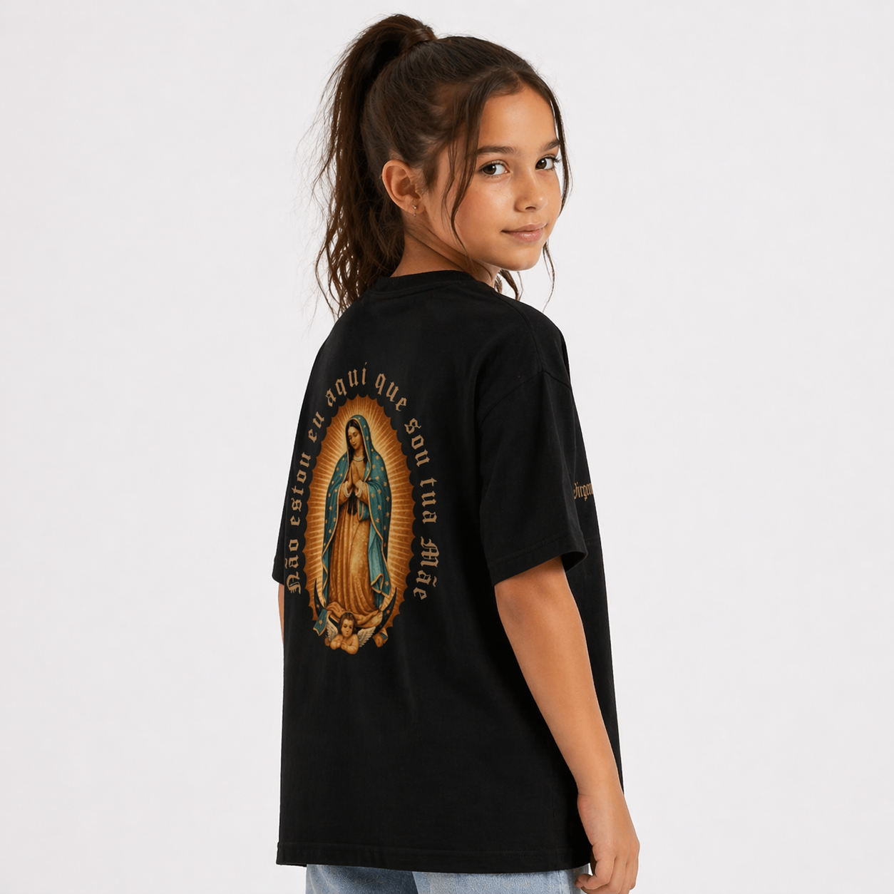 Camiseta Oversized Infantil " Nossa Senhora de Guadalupe "