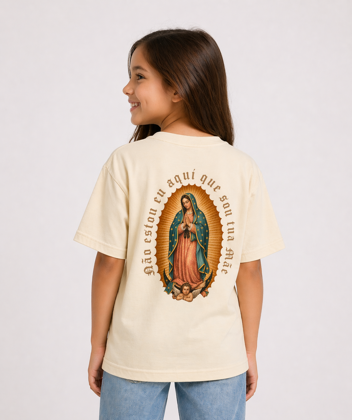 Camiseta Oversized Infantil " Nossa Senhora de Guadalupe "