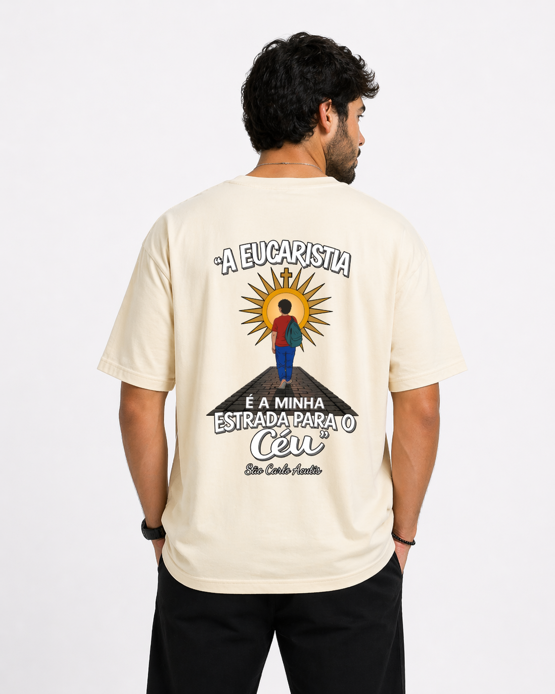 Camiseta Oversized " Eucaristia Carlo Acutis "