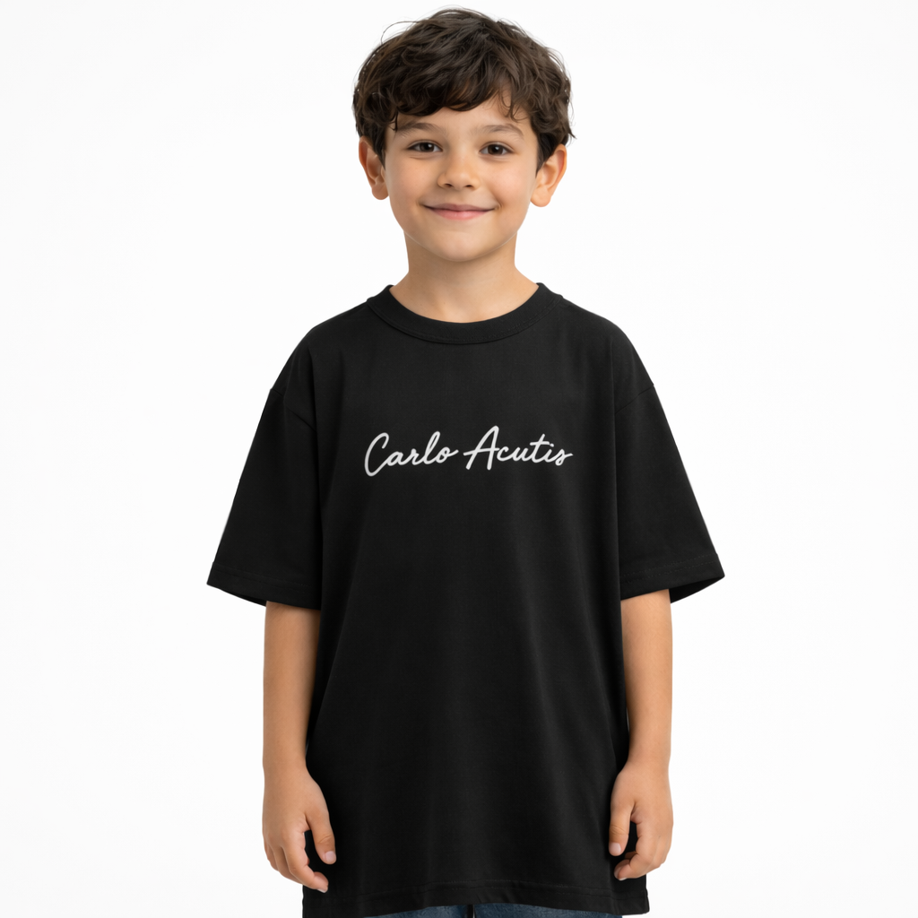 Camiseta Oversized Infantil " Eucaristia Carlo Acutis "