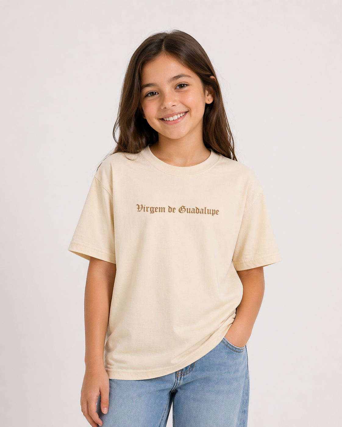 Camiseta Oversized Infantil " Nossa Senhora de Guadalupe "