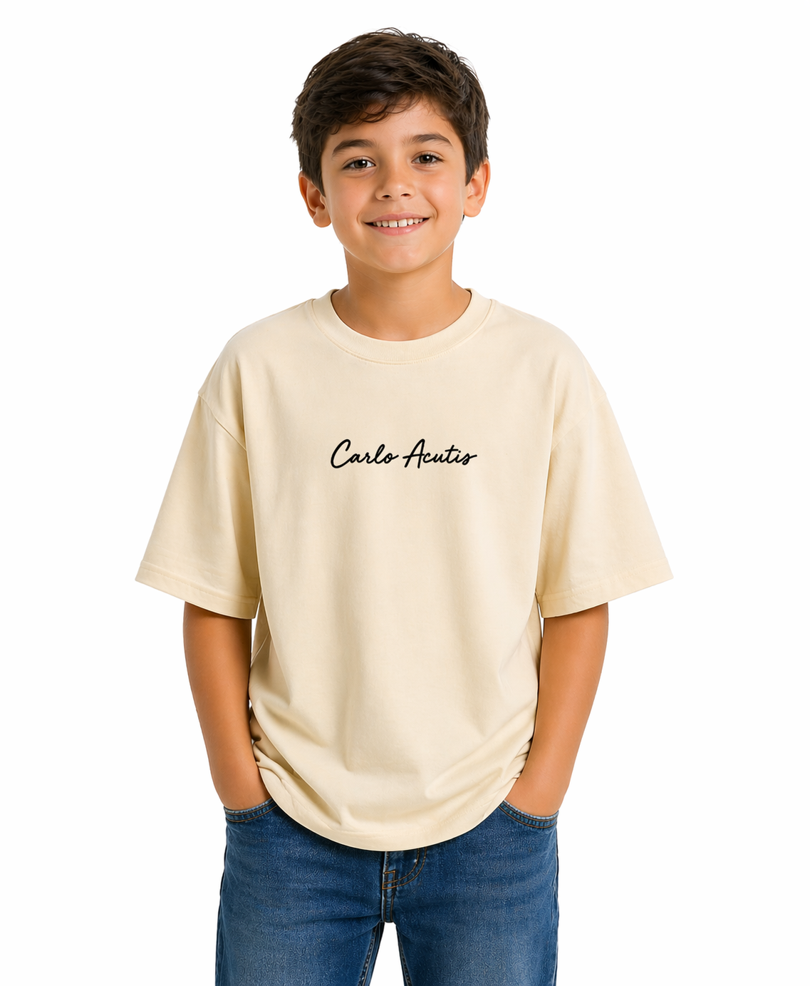Camiseta Oversized Infantil " Eucaristia Carlo Acutis "